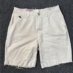 Vintage Abercrombie & Fitch Men's Off-White Cotton Flat Front Shorts